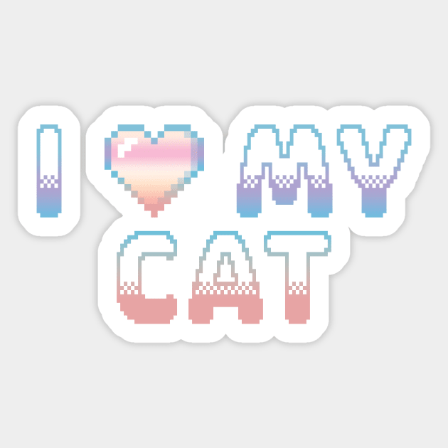 I Heart My Cat Classic Video Game Graphic Rainbow Pastel Gradient Sticker by ArtHouseFlunky